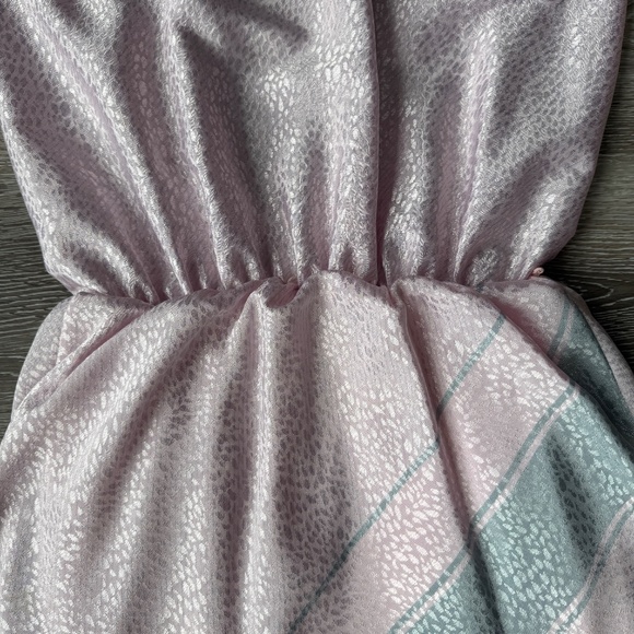 Chic Vintage 80s Satin Baby pink and Grey Midi Dress - Picture 5 of 10